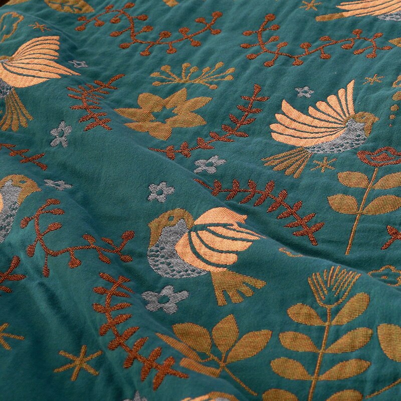 Reversible Swedish Bird Throw Blanket