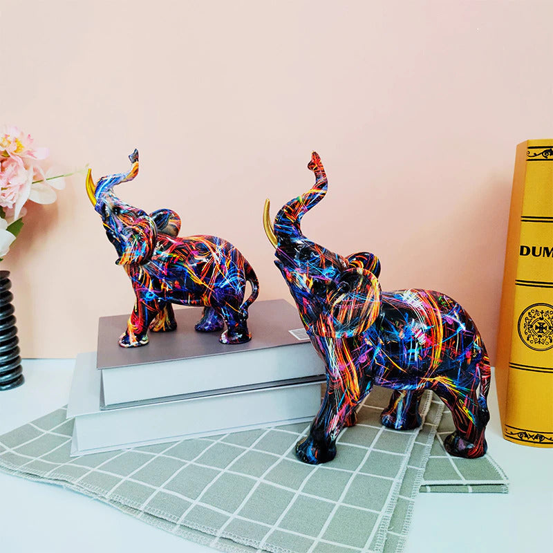 Artistic Graffiti Elephant Mini Figurines